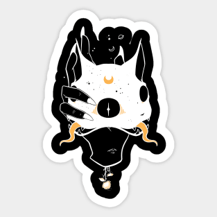 Two Headed Black Cat In Witch Hand Sticker